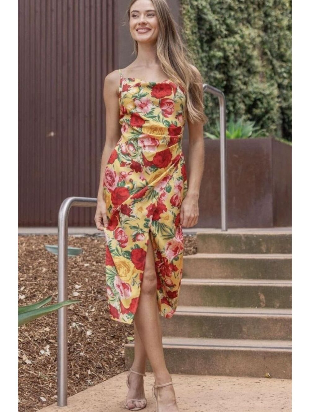 Inmod verte Palmer floral slip dress NWT
